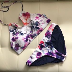 Athleta Floral Bikini Set - Purple and Pink